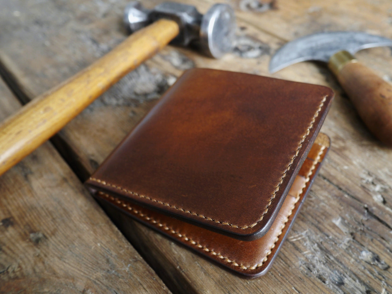 Bifold Leather Wallet - Walnut Brown