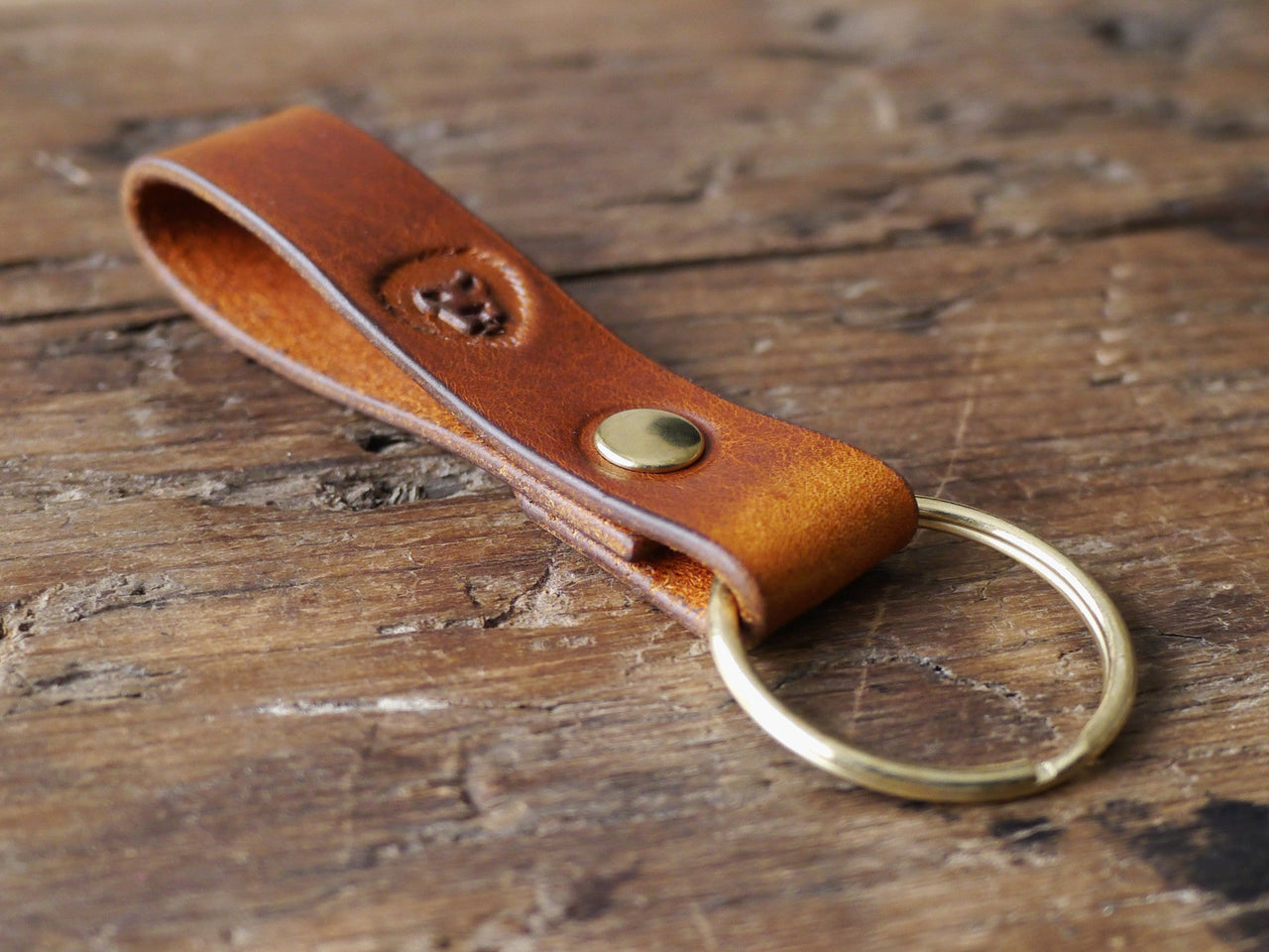 Leather Keyring - Antique Tan