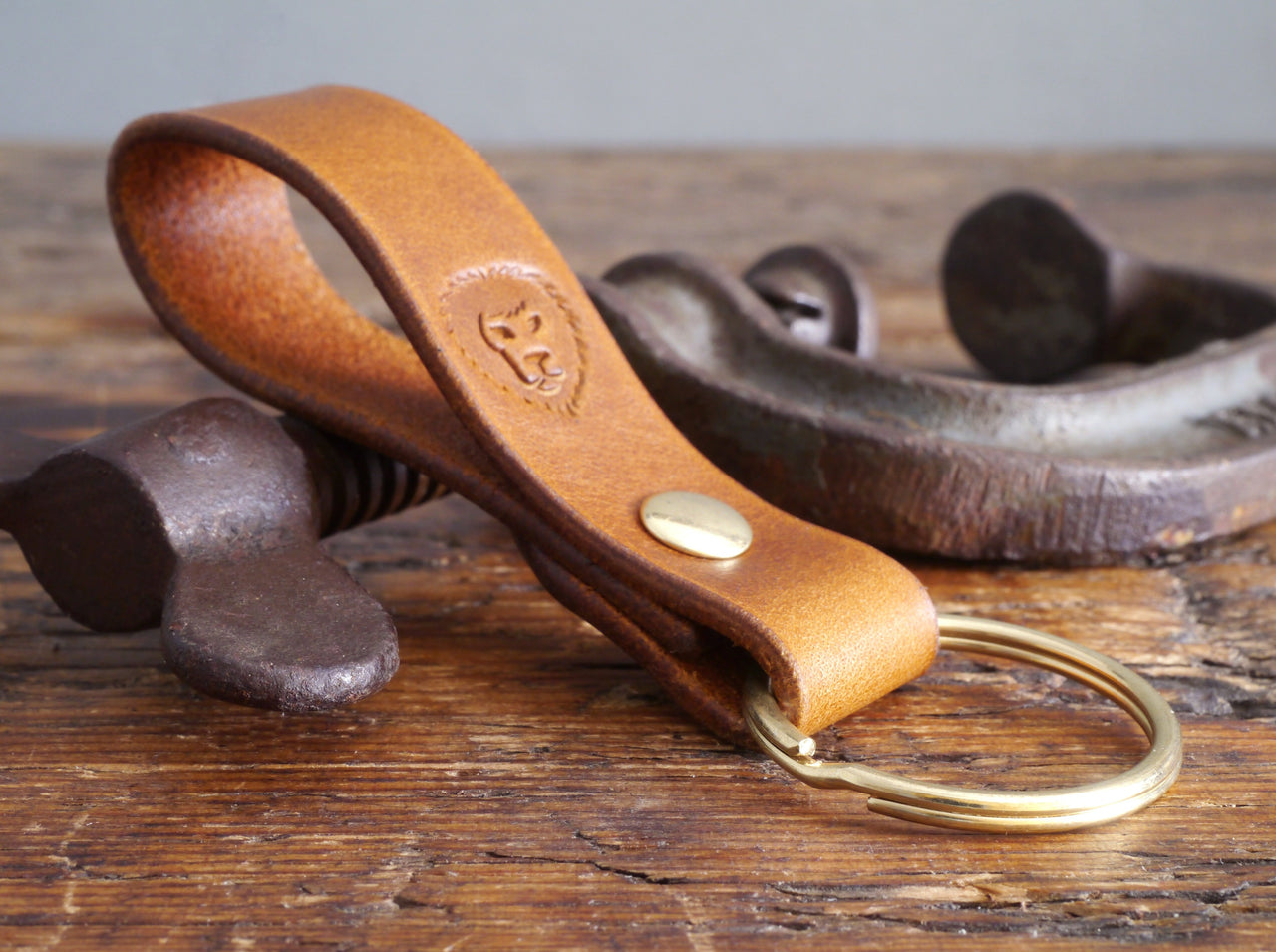 Leather Keyring - Antique Tan