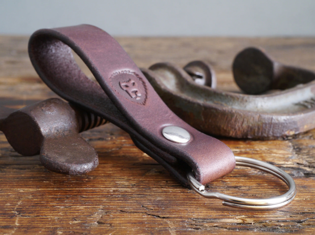 Leather Keyring - Dark Brown