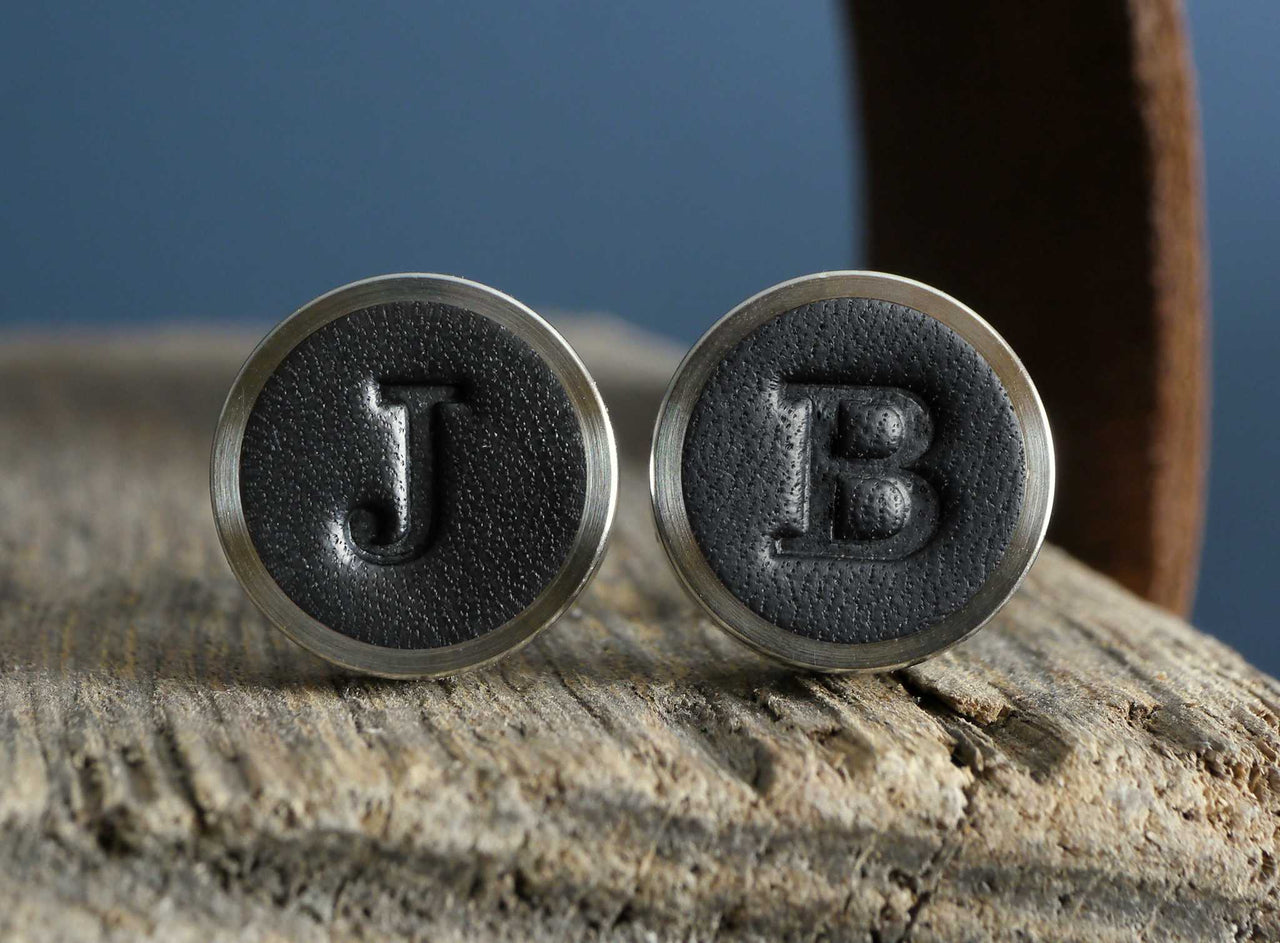 Personalised Leather Cufflinks - Classic Black