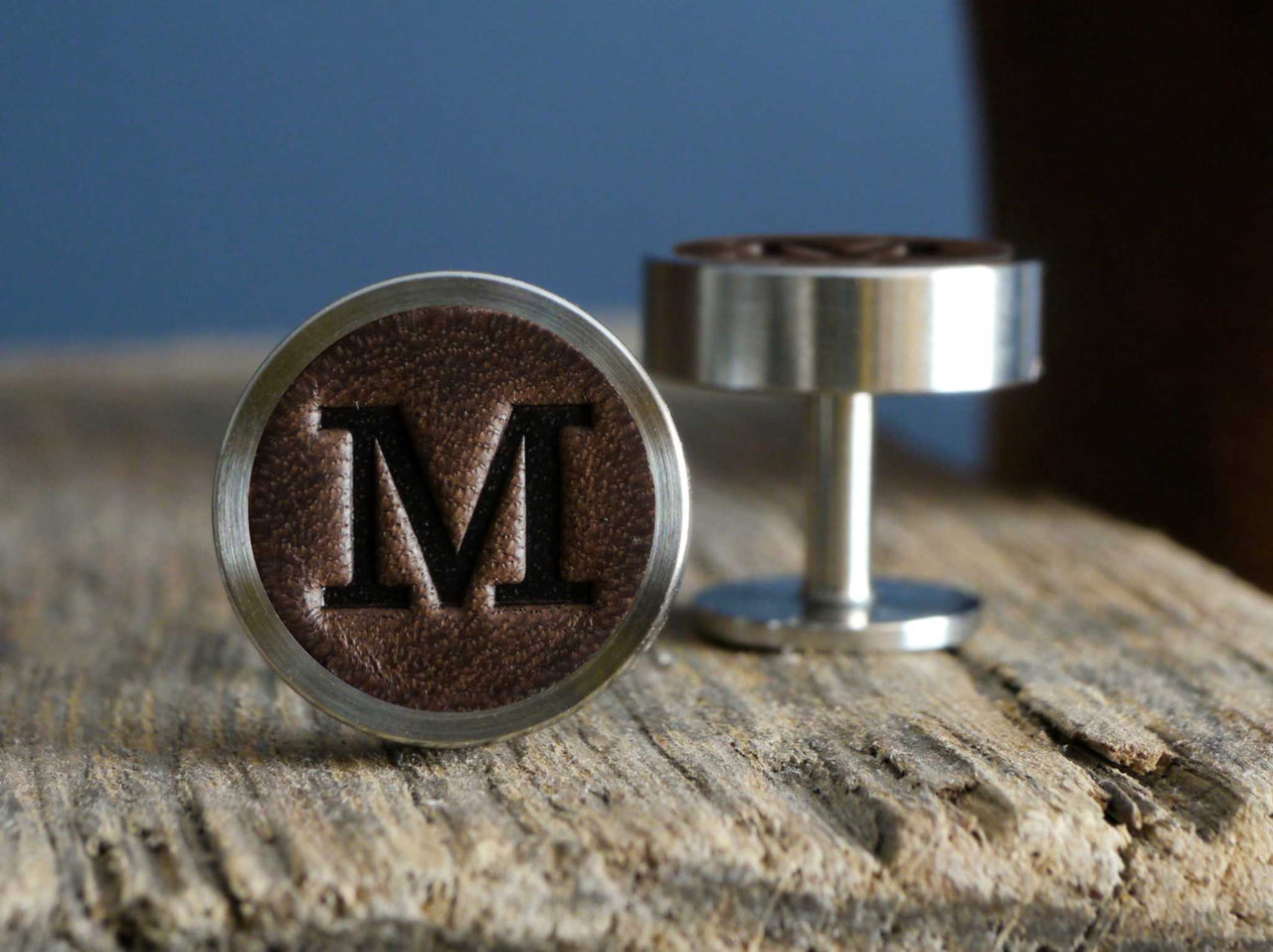 Personalised Leather Cufflinks - Dark Brown