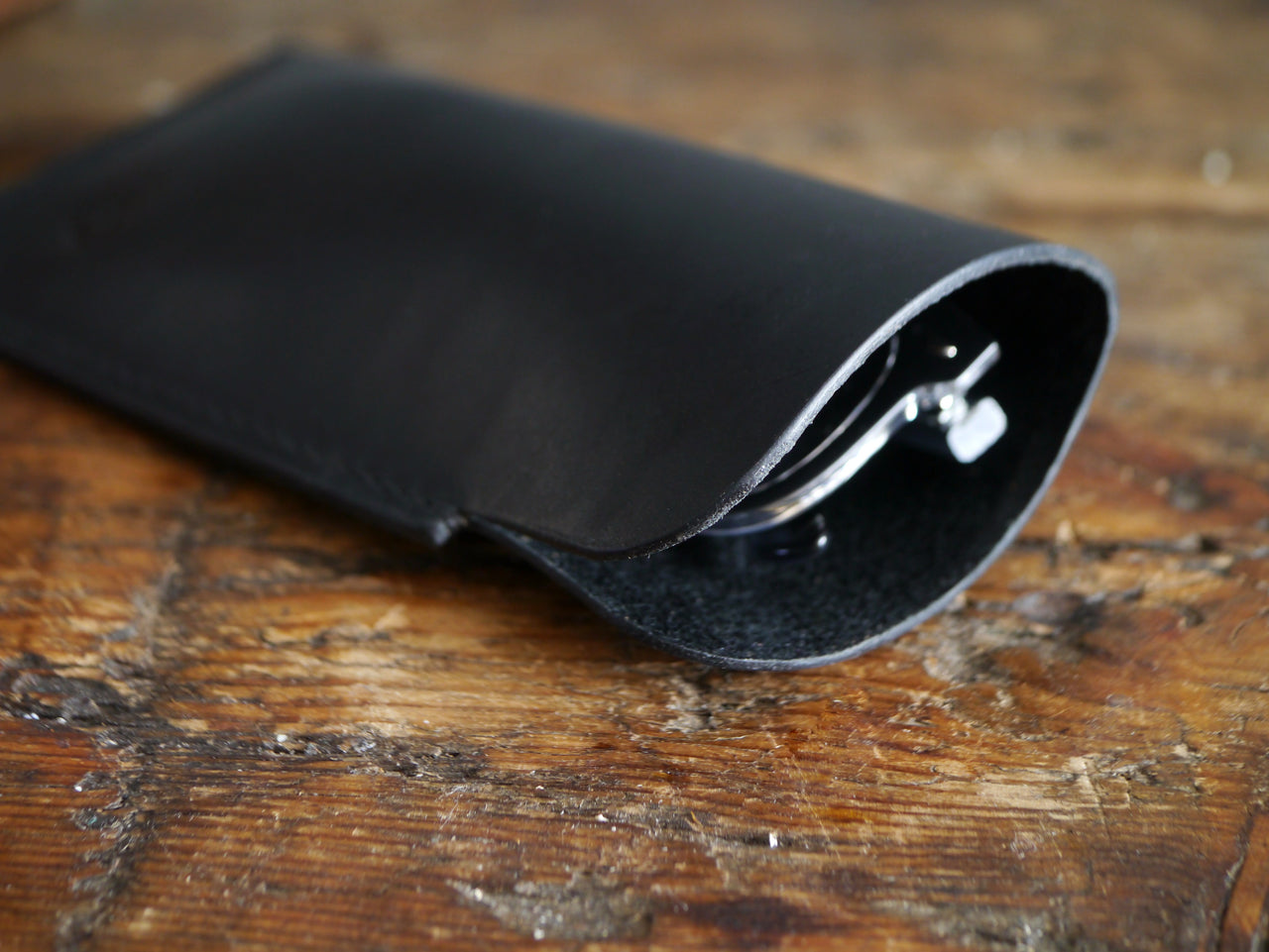 Leather Sunglasses Case - Classic Black