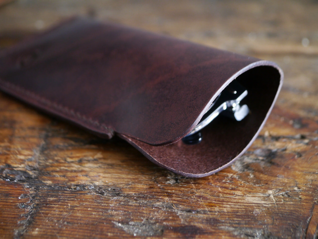 Leather Sunglasses Case - Dark Brown