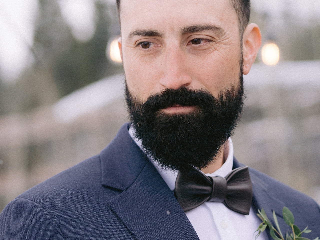 Leather Bow Tie - Espresso Brown