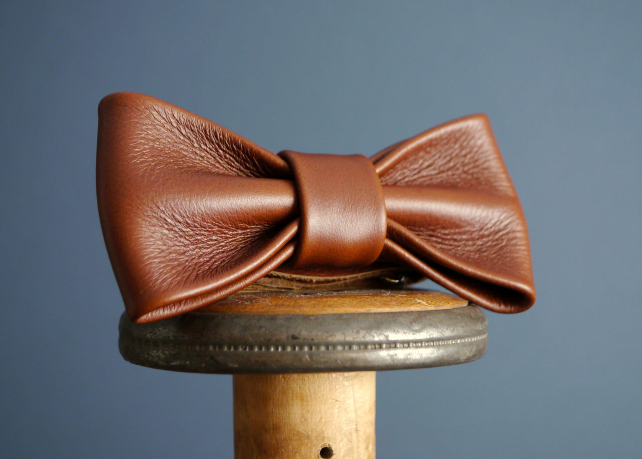 Leather Bow Tie - Dark Tan