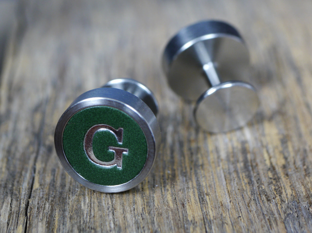 Personalised Leather Cufflinks - Racing Green