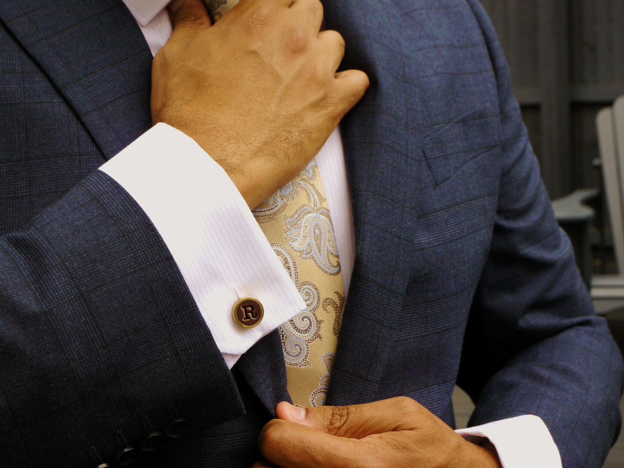 Solid Brass and Leather Cufflinks