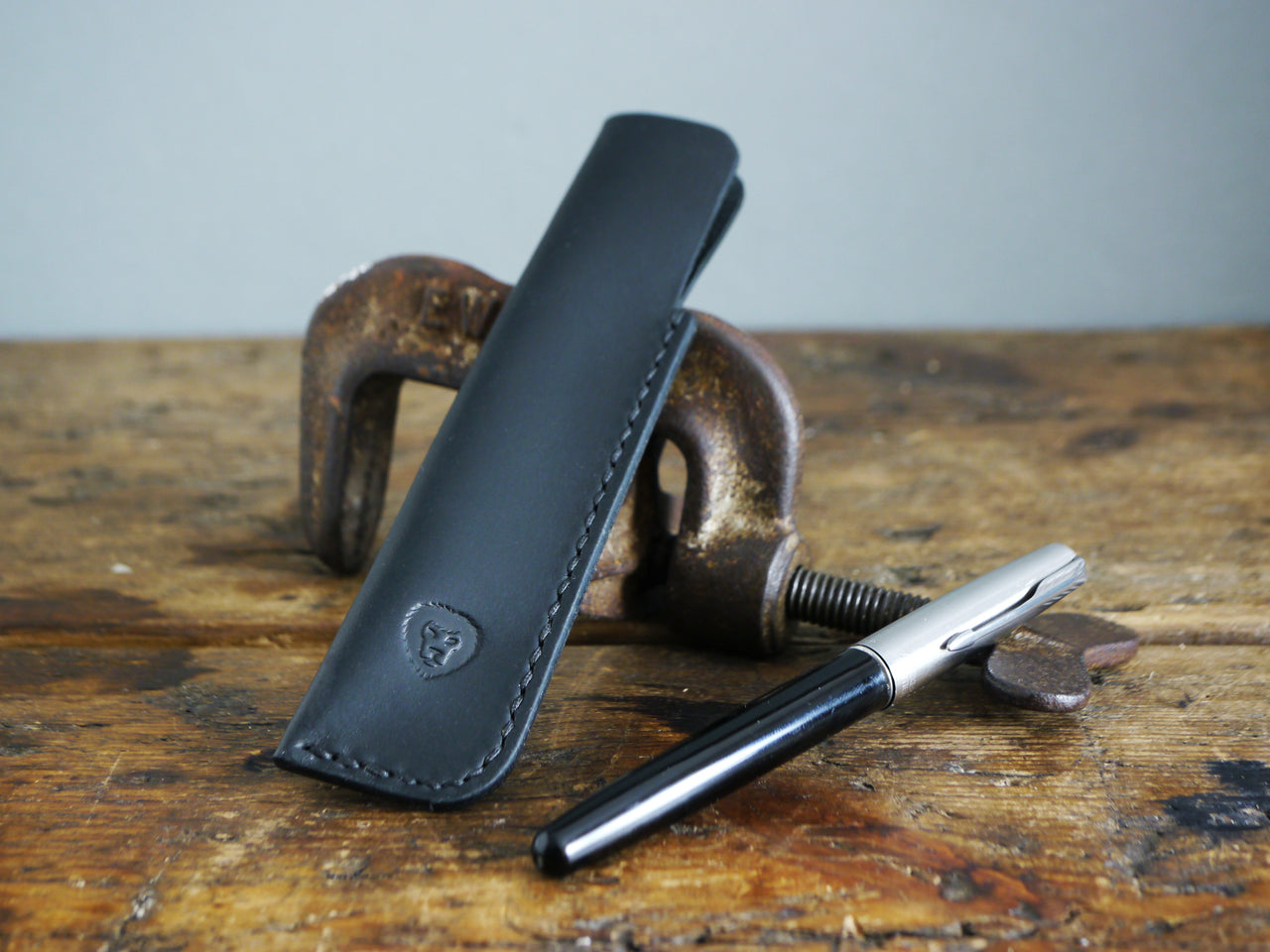 Leather Pen Case - Classic Black