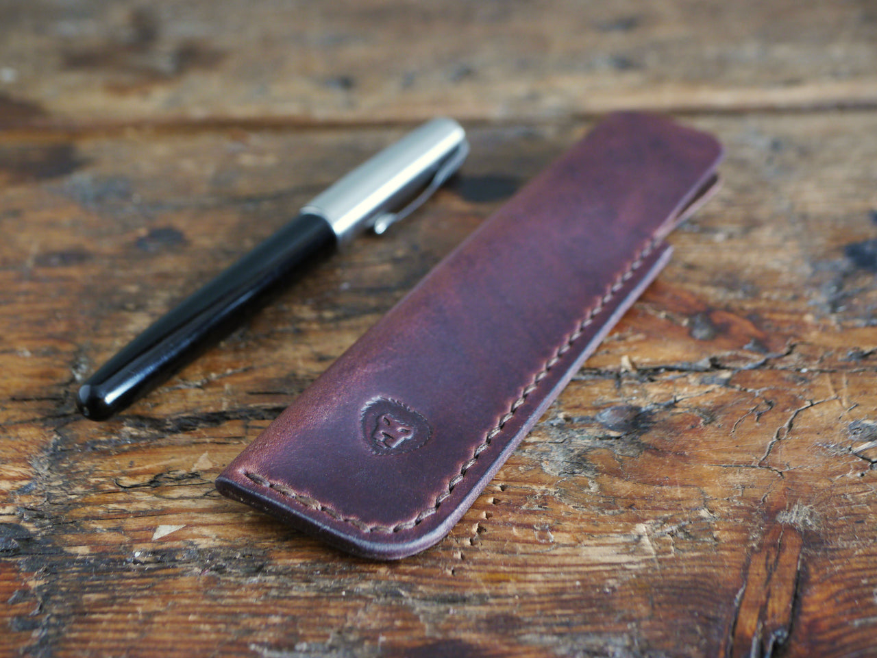 Leather Pen Case - Dark Brown