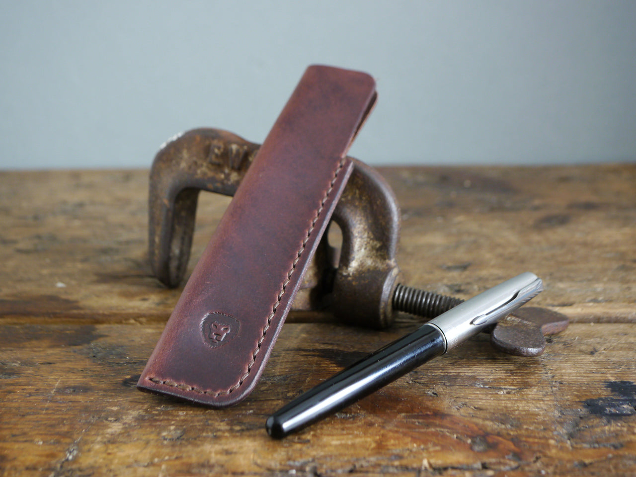 Leather Pen Case - Dark Brown