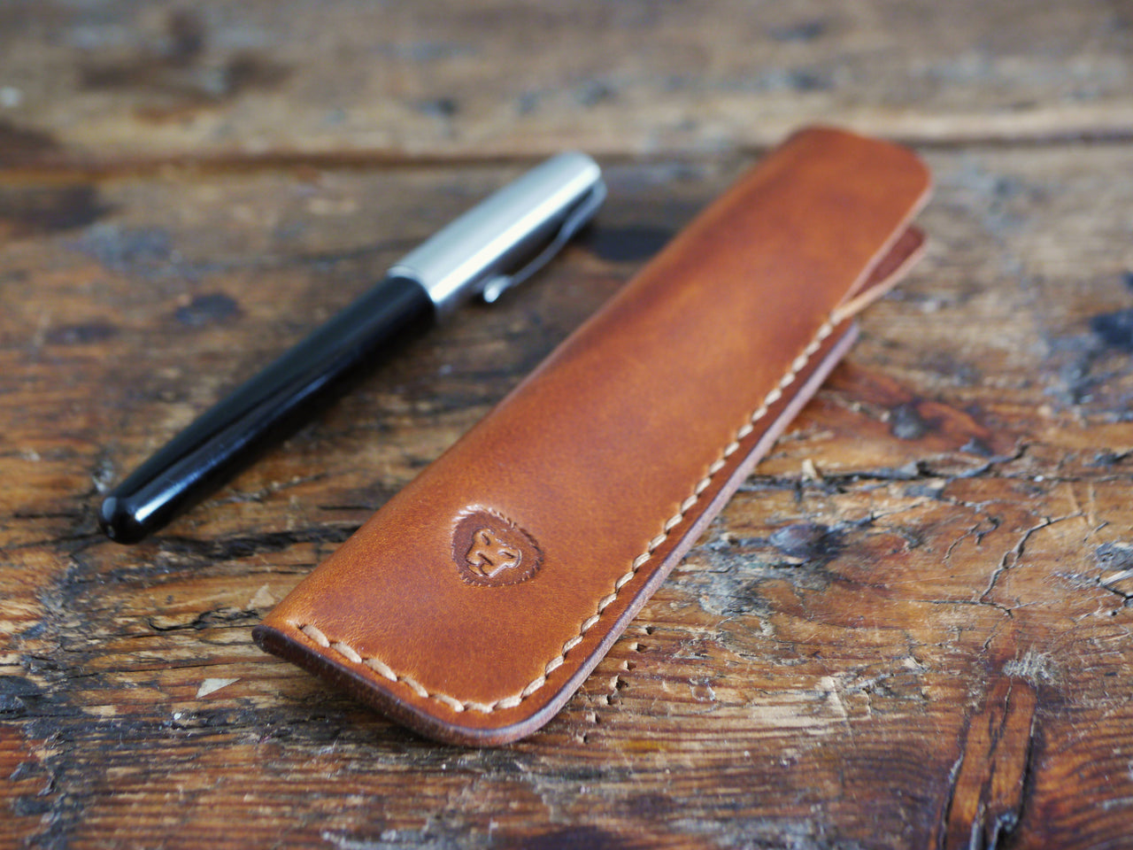 Leather Pen Case - Antique Tan