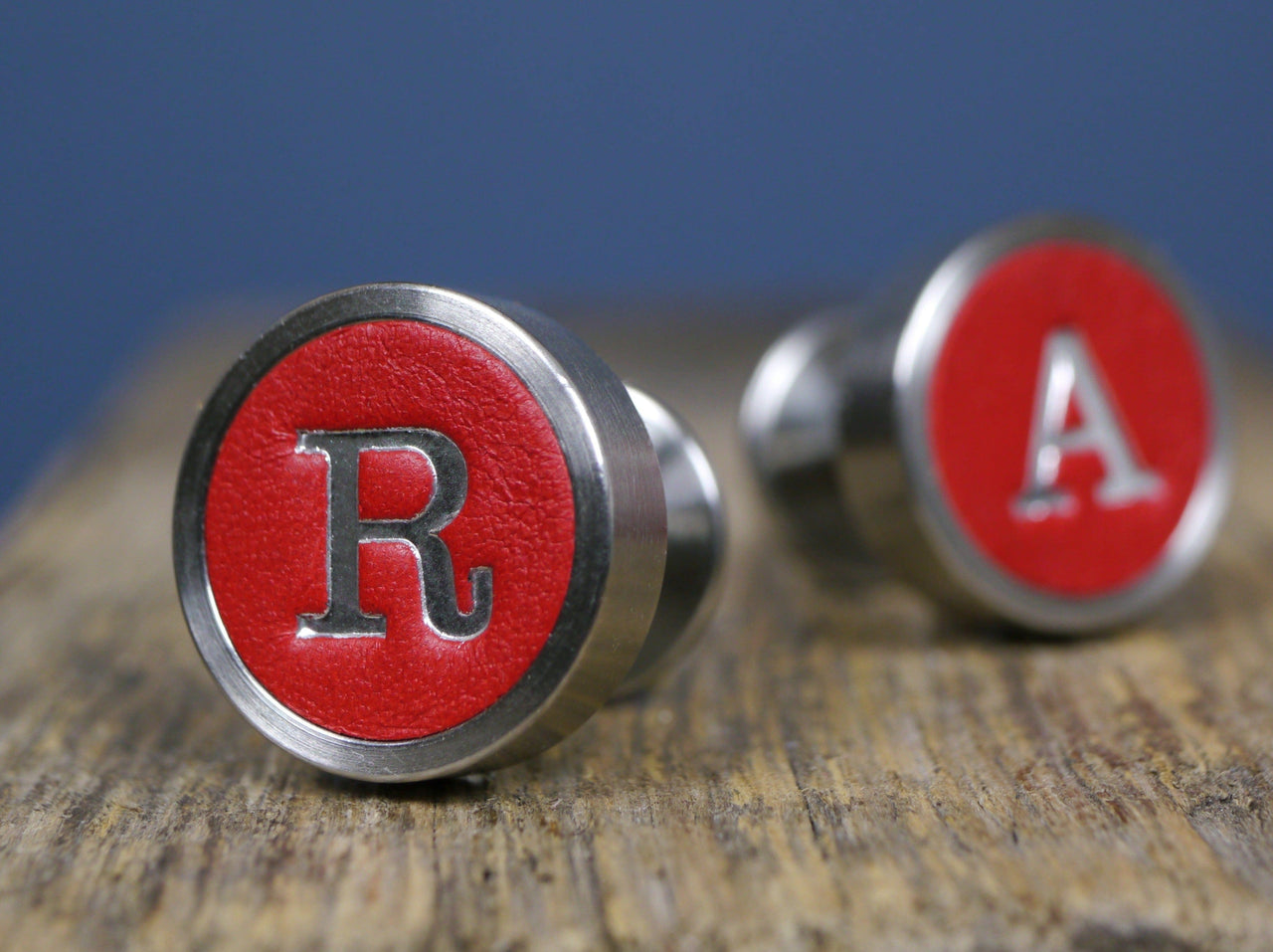 Personalised Leather Cufflinks - Red