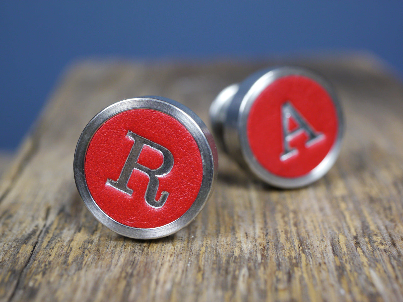 Personalised Leather Cufflinks - Red