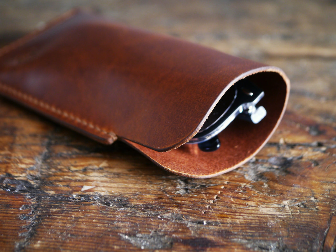 Leather Sunglasses Case - Antique Tan