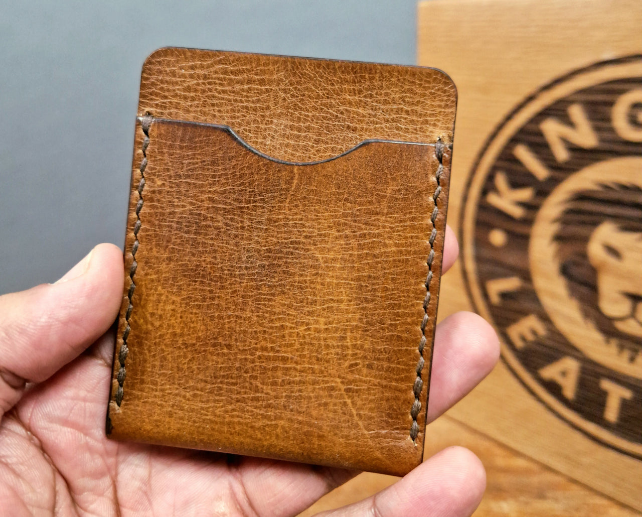 Slim Leather Cardholder - Textured Walnut Brown