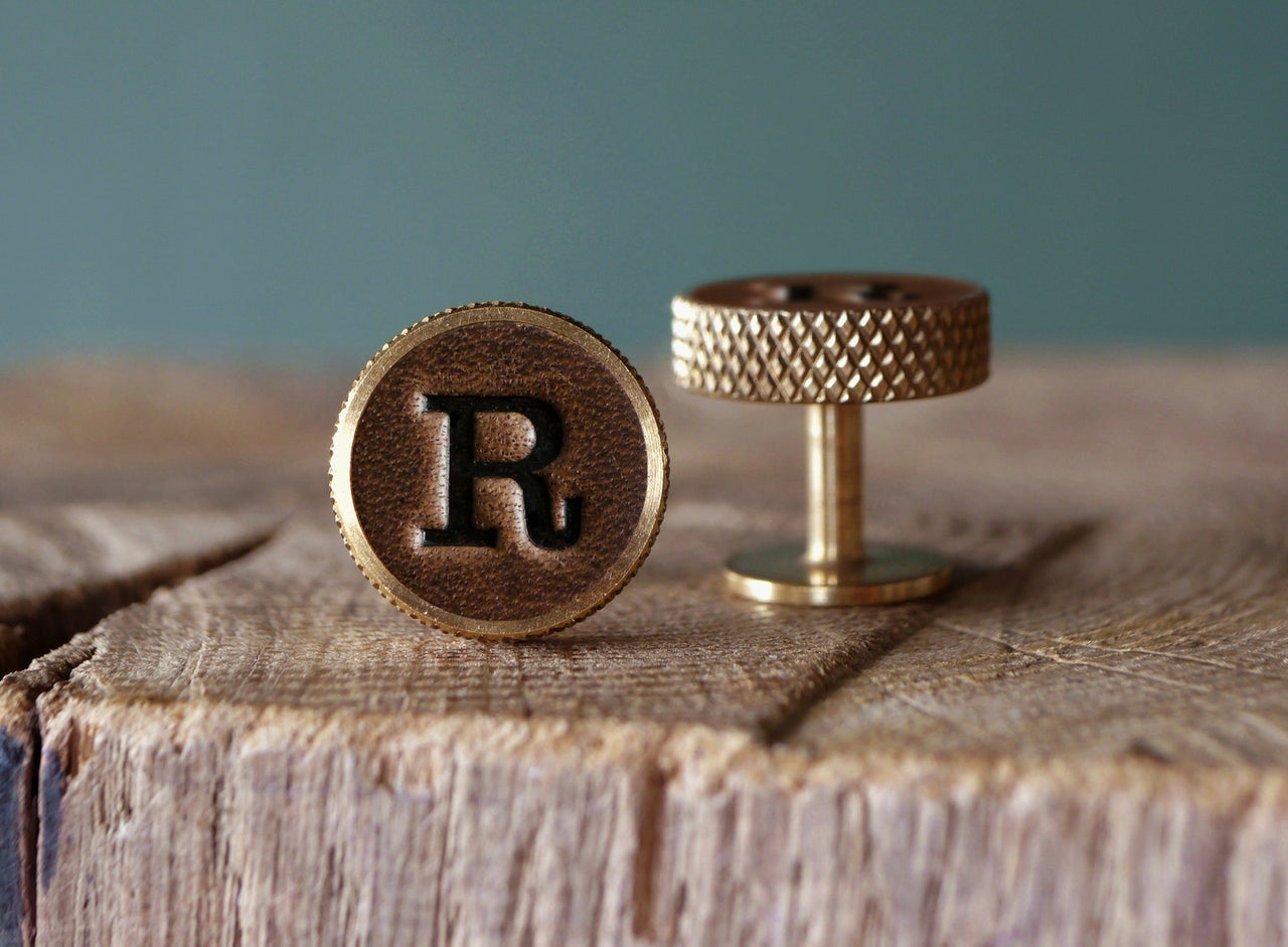 Luxury Knurled Brass and Leather Cufflinks