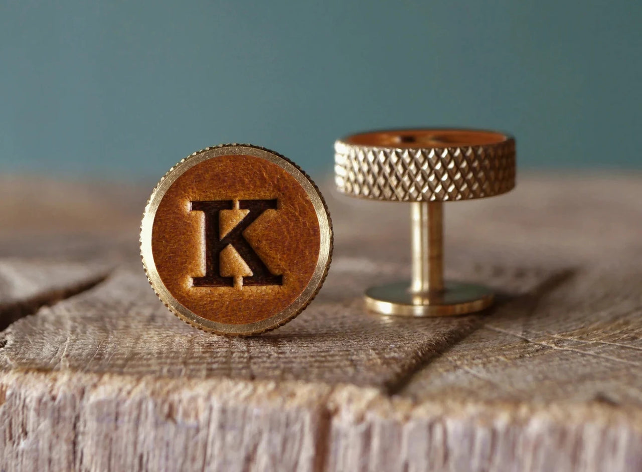 Luxury Knurled Brass and Leather Cufflinks