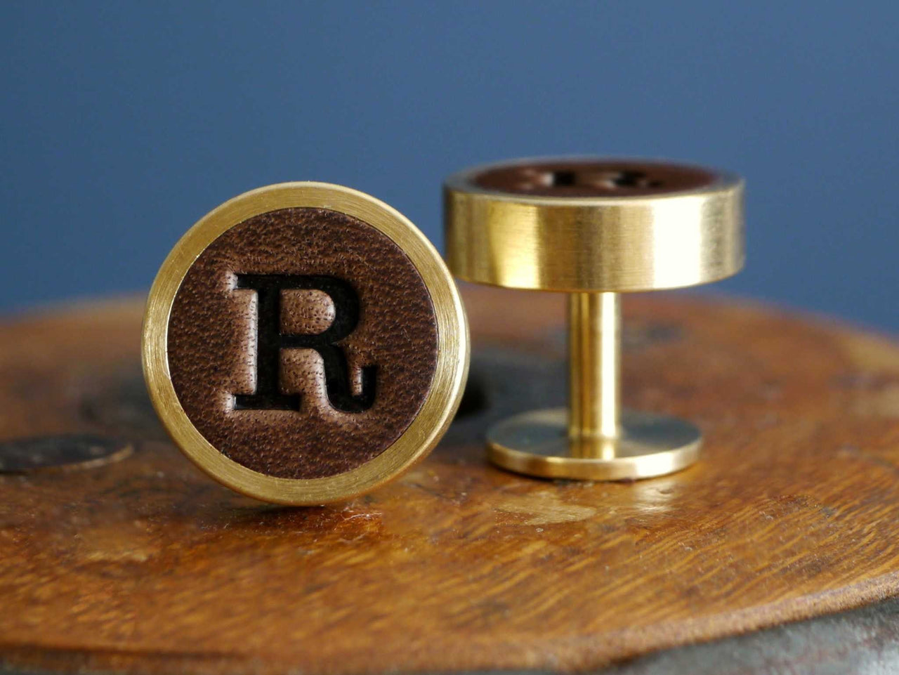 Solid Brass and Leather Cufflinks