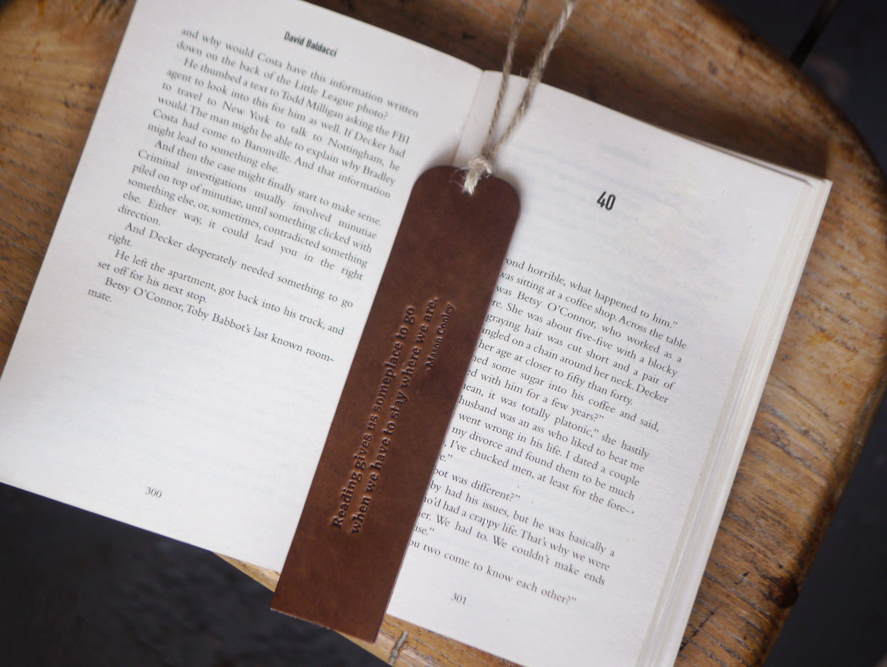 Handmade Leather Bookmark - Dark Brown