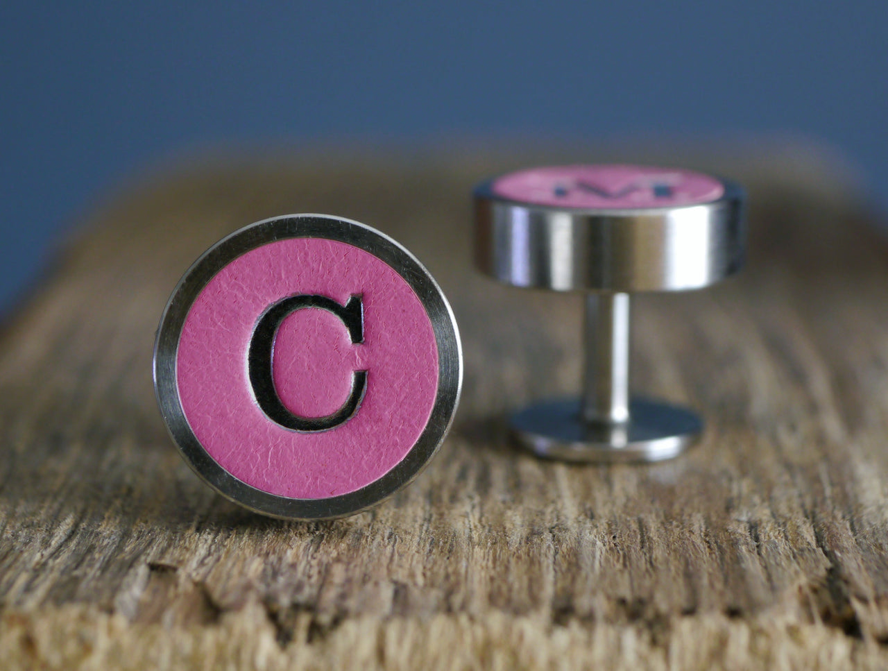 Personalised Leather Cufflinks - Pink